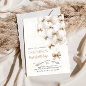 Bows Beige Balloons Anniversaire Invitation