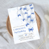 Bows Bleus Balloons Anniversaire Invitation