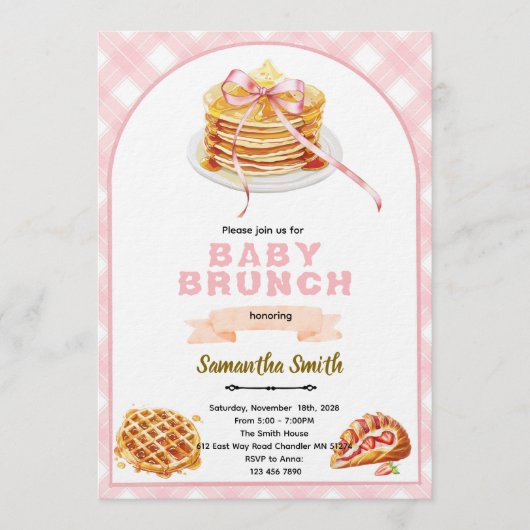 Bows Brunch Party Invitation (Devant)