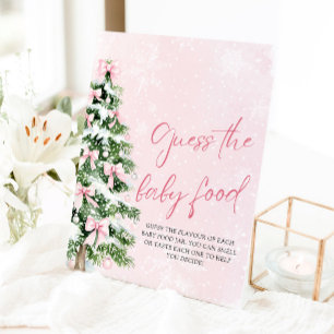 Bows Christmas Guess het Baby Food Baby shower Reclamebord Met Voetstuk