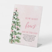 Bows Christmas Guess Hoeveel Bows Baby shower Reclamebord Met Voetstuk (Voorkant)