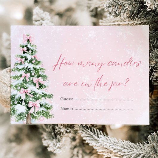 Bows Christmas Hoeveel Snoepjes Baby shower spel Kaart