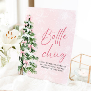 Bows Christmas Tree Baby shower Bottle Chug Sign Reclamebord Met Voetstuk