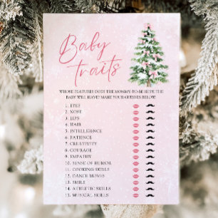 Bows Christmas Tree Baby Traits Baby shower Game Kaart