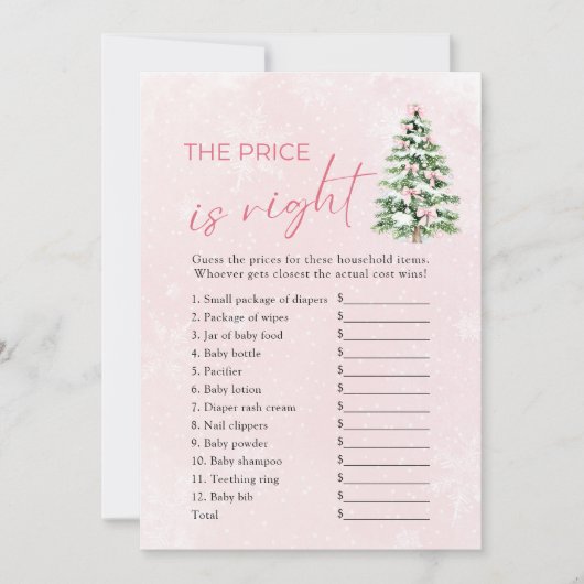 Bows Christmas Tree De prijs is goed Baby shower Kaart (Voorkant)