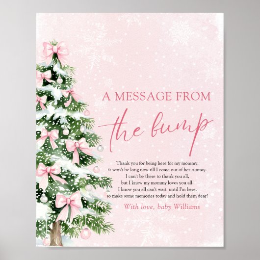 Bows Christmas Tree Een bericht van het Bump Sign Poster (Voorkant)