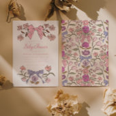 Bows et fleurs Invitation Baby shower fille