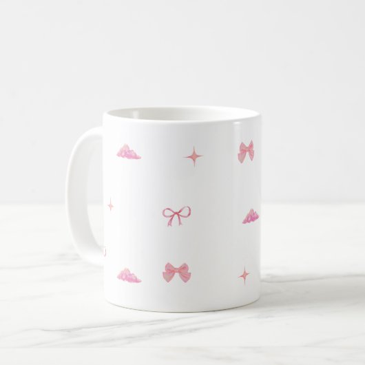 Bows et nuages rose pastel Mug esthétique (Devant gauche)