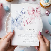 Bows Gender Reveal Party Invitation Kaart