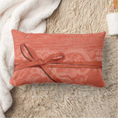 Bows Ribbon & Lace met Burlap peach Kussen (Deken)