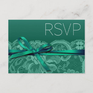 Bows Ribbon & Lace RSVP blauwgroen Kaartje