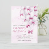 Bows roses Ballons Fille Invitation Anniversaire (Debout devant)