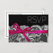 Bows Ruban et dentelle RSVP noir fuschia (Devant / Derrière)