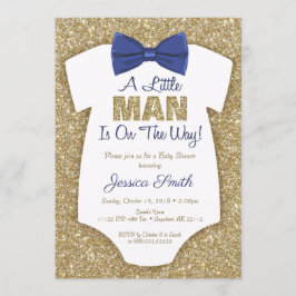 Bowtie Baby shower Invitation Gold Glitter Kaart