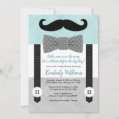 Bowtie baby shower invitation menthe gris petit ho (Devant)