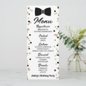 Bowtie Black en Gold Glitter Baby shower Food Menu (Staand voorkant)