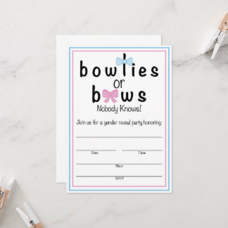 Bowties ou Bows Genre Reveillez Invitation 5x7in