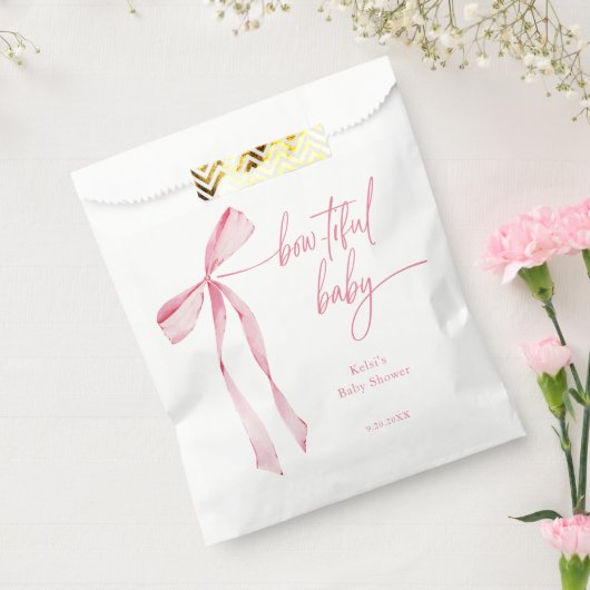 Bowtiful Waterverf Blush Roze Baby shower Bedankzakje (Gezegeld)