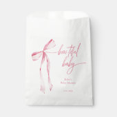 Bowtiful Waterverf Blush Roze Baby shower Bedankzakje (Voorkant)