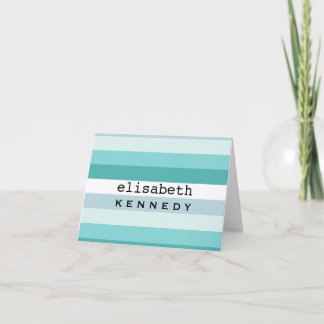 Box Aqua Blue Stripes Notitiekaartje