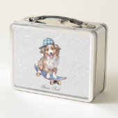 Box Aquarelle Australian Shepherd Boîte à lunch en mét (Dos)