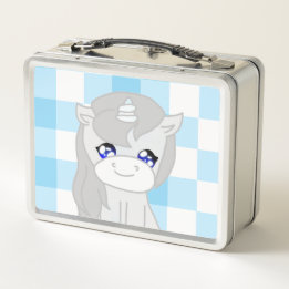 Box Boîte à lunch à thème licorne blanche et bleue mig