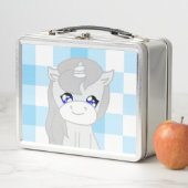 Box Boîte à lunch à thème licorne blanche et bleue mig (En situation)