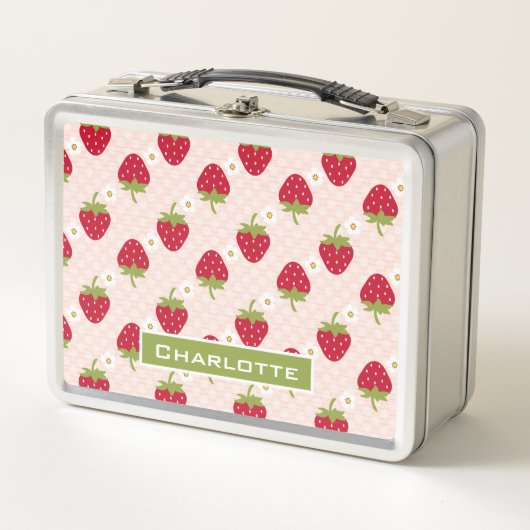 Box Boîte à lunch aux fraises roses (Devant)