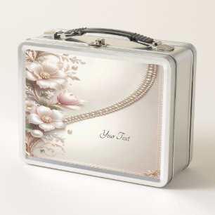 Box Boîte à lunch avec embellissements floraux et perl