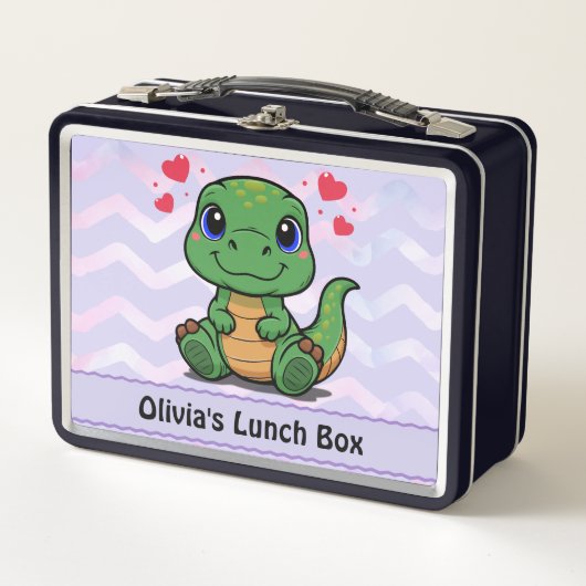 Box Boîte à lunch Cute Dinosaur - Ajouter un nom (Devant)