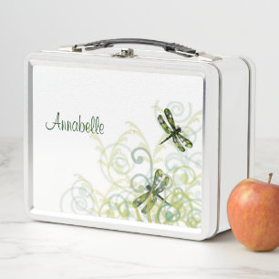Box Boite à lunch de libellules d'aquarelle verte