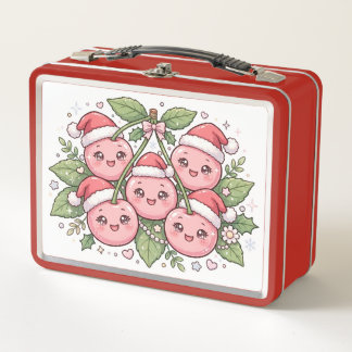 Box Boîte à lunch de Noël Chapeaux de Santa Cerises Ro