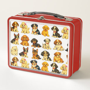 Box Boîte à lunch en métal à motif chiots