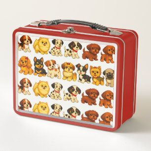 Box Boîte à lunch en métal à motif chiots