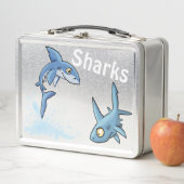 Box Boîte à lunch en métal bleu requins (En situation)