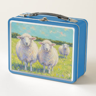 Box Boîte à lunch en métal Deux moutons dans le champ