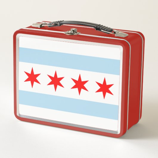 Box Boîte à lunch en métal du drapeau de Chicago, Illi (Devant)