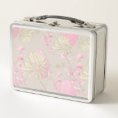 Box Boîte à lunch en métal Fleurs rose doré (Devant)