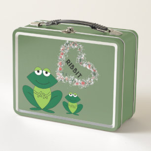 Box Boîte à lunch en métal Grenouille et fleurs unilat