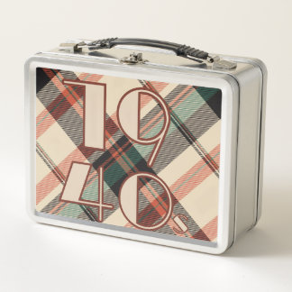 Box Boîte à lunch en métal plaqué des années 1940