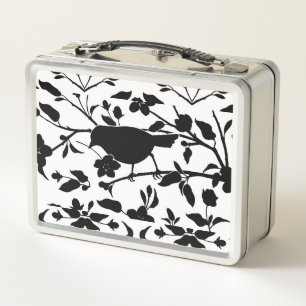 Box Boîte à lunch en métal silhouette d'oiseaux