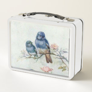Box Boîte à lunch en métal vintage Design of Blue Bird