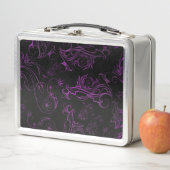 Box Boîte à lunch en métal violet floral (En situation)