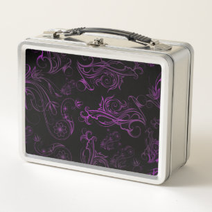 Box Boîte à lunch en métal violet floral
