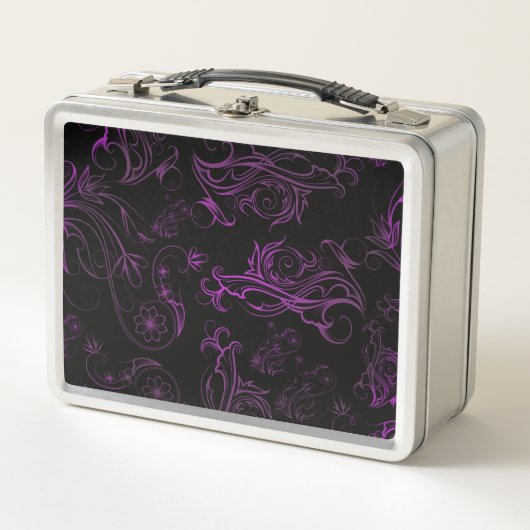 Box Boîte à lunch en métal violet floral (Devant)