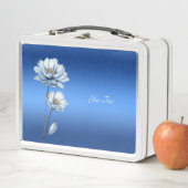 Box Boîte à lunch Fleurs Aquarelle Bleue (En situation)