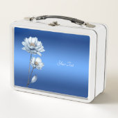 Box Boîte à lunch Fleurs Aquarelle Bleue (Devant)