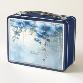 Box Boîte à lunch Fleurs bleues et perles (Dos)
