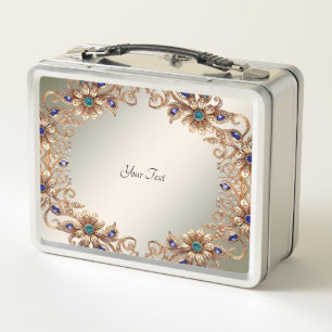 Box Boîte à lunch Fleurs de bijoux en or élégants