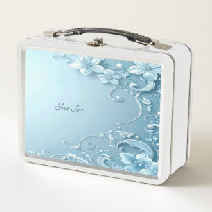 Box Boîte à lunch florale décorative bleue